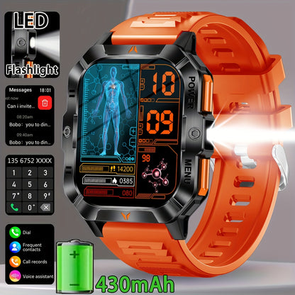 COIUSOR 2.01-inch Smartwatch Built-In LED Flashlight, with Wireless Calling Function, IPS HD Display, 100+ Sports Modes, Outdoor Sports, Fashionable Smartwatch, Wireless Calling/Answering Phone, Message Reminders, Step and Ca