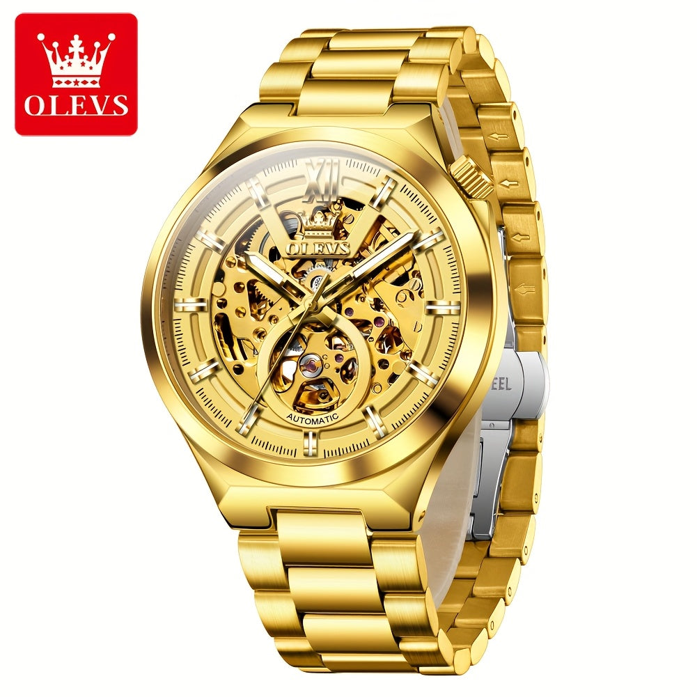 OLVES Stainless Steel Automatic Mechanical Watches For Men Luxury Top Brand Business Fashion Men'S Watches New Trend Classic Original High Quality Best Selling Men'S Wrist Watches, Without Battery
