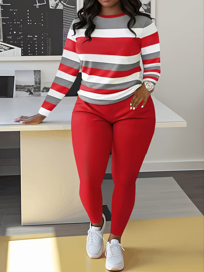 Smct01 Casual Long Sleeve Set with Striped Custom Print
