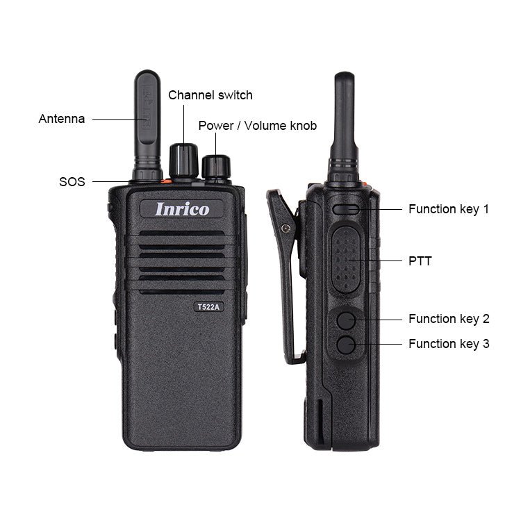 2pcs 4G LTE Zello Network Radio Ptt Walkie Talkie GPS WIFI Android Walkie Talkie Inrico T522A