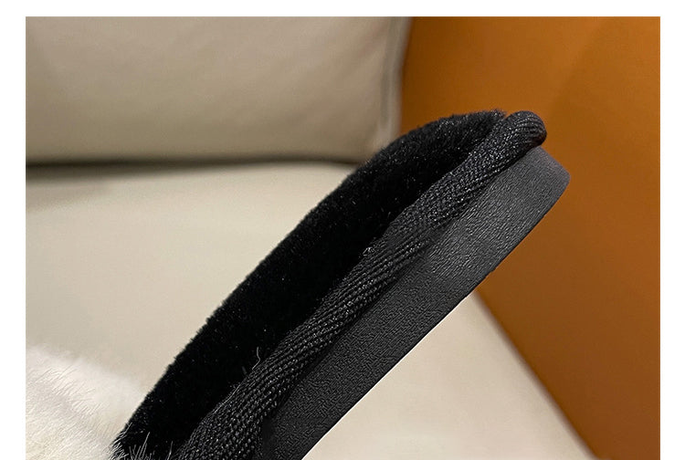Fluffy Women's Slippers Home Winter Chain Luxury Designer Woman Shoes Plush Indoor Casual Platform Fuzzy Fur Slides Elegant New