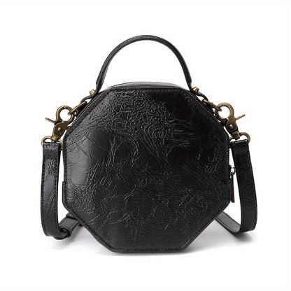 Steampunk Victorian Gothic Crossbody Bag, Retro Industrial Style Shoulder Handbag with Gear Cogs and Chain Detail, Adjustable Strap 39.37inch, Polyester Lined, Buckle Closure for Women - Black, Party Accessory|Gothic Style Ba