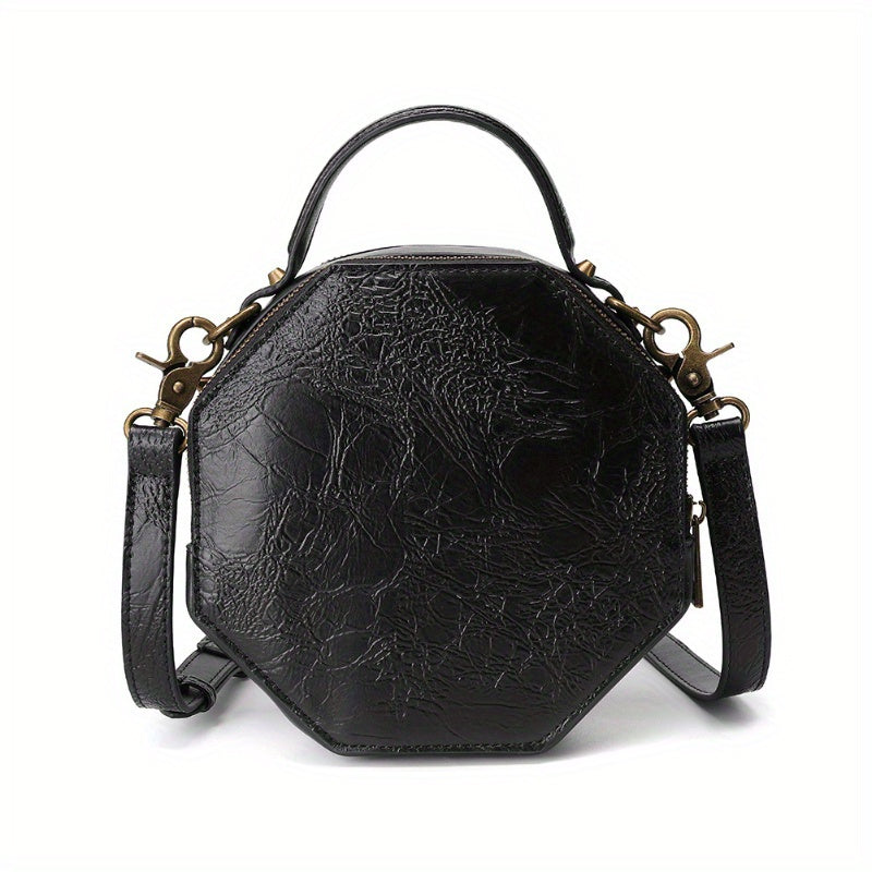 Steampunk Victorian Gothic Crossbody Bag, Retro Industrial Style Shoulder Handbag with Gear Cogs and Chain Detail, Adjustable Strap 39.37inch, Polyester Lined, Buckle Closure for Women - Black, Party Accessory|Gothic Style Ba