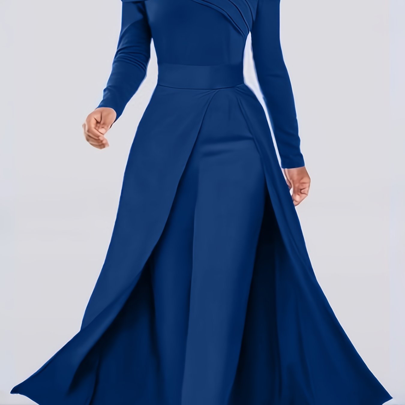 Autumn New Solid Color Fashionable Elegant Versatile Long Top Pants Women's Two-Piece Set