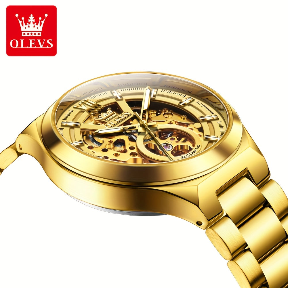 OLVES Stainless Steel Automatic Mechanical Watches For Men Luxury Top Brand Business Fashion Men'S Watches New Trend Classic Original High Quality Best Selling Men'S Wrist Watches, Without Battery