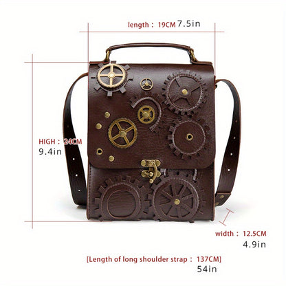 Steampunk Vintage-Inspired Crossbody Bag for Women - Adjustable Strap, Theft-Proof, Perfect for Halloween & Masquerade Parties