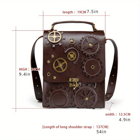 Steampunk Vintage-Inspired Crossbody Bag for Women - Adjustable Strap, Theft-Proof, Perfect for Halloween & Masquerade Parties