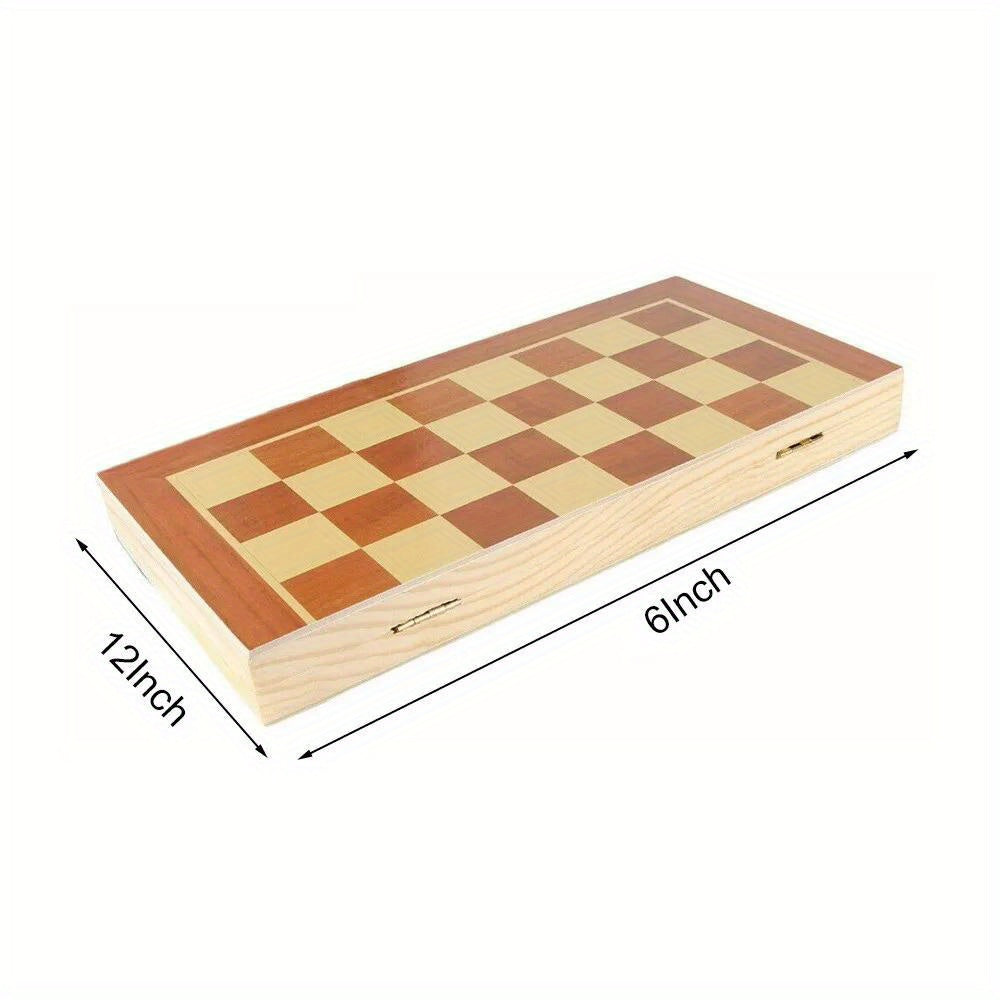 Compact Foldable Wooden Chess Set with Premium Quality and Anti-Scratch Design, Ideal for Travel, Indoor/ Outdoor Play, Gifts