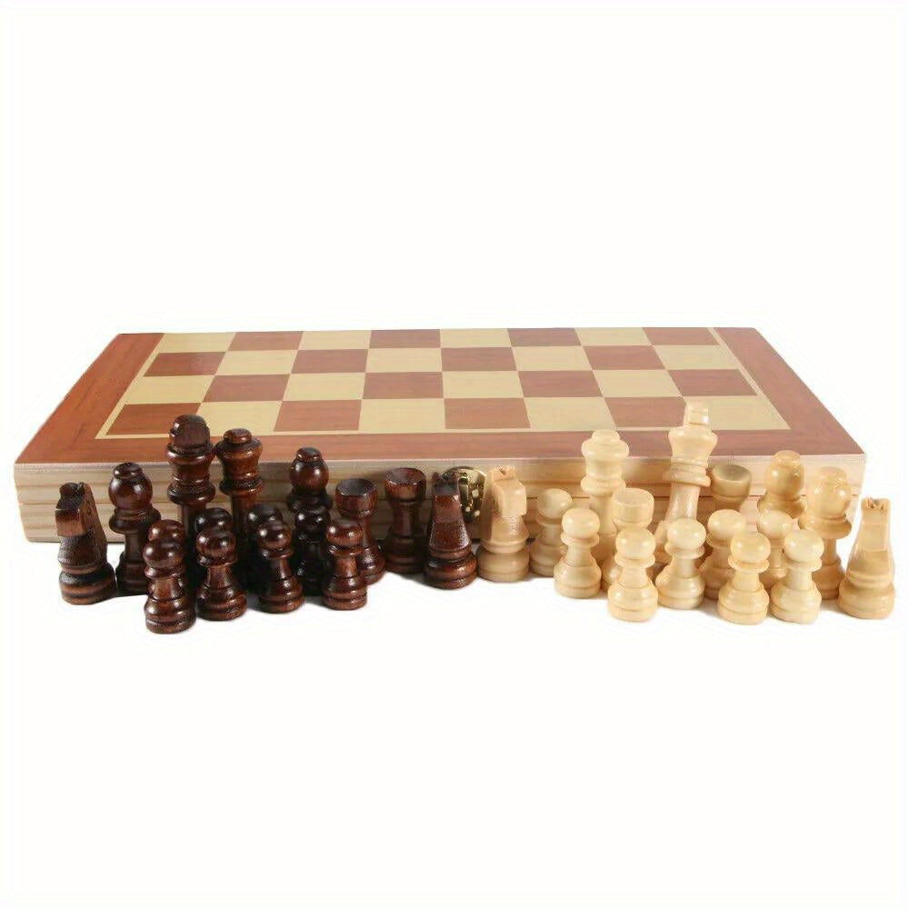 Compact Foldable Wooden Chess Set with Premium Quality and Anti-Scratch Design, Ideal for Travel, Indoor/ Outdoor Play, Gifts