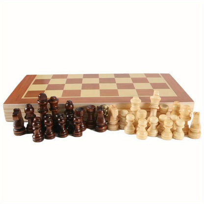 Compact Foldable Wooden Chess Set with Premium Quality and Anti-Scratch Design, Ideal for Travel, Indoor/ Outdoor Play, Gifts
