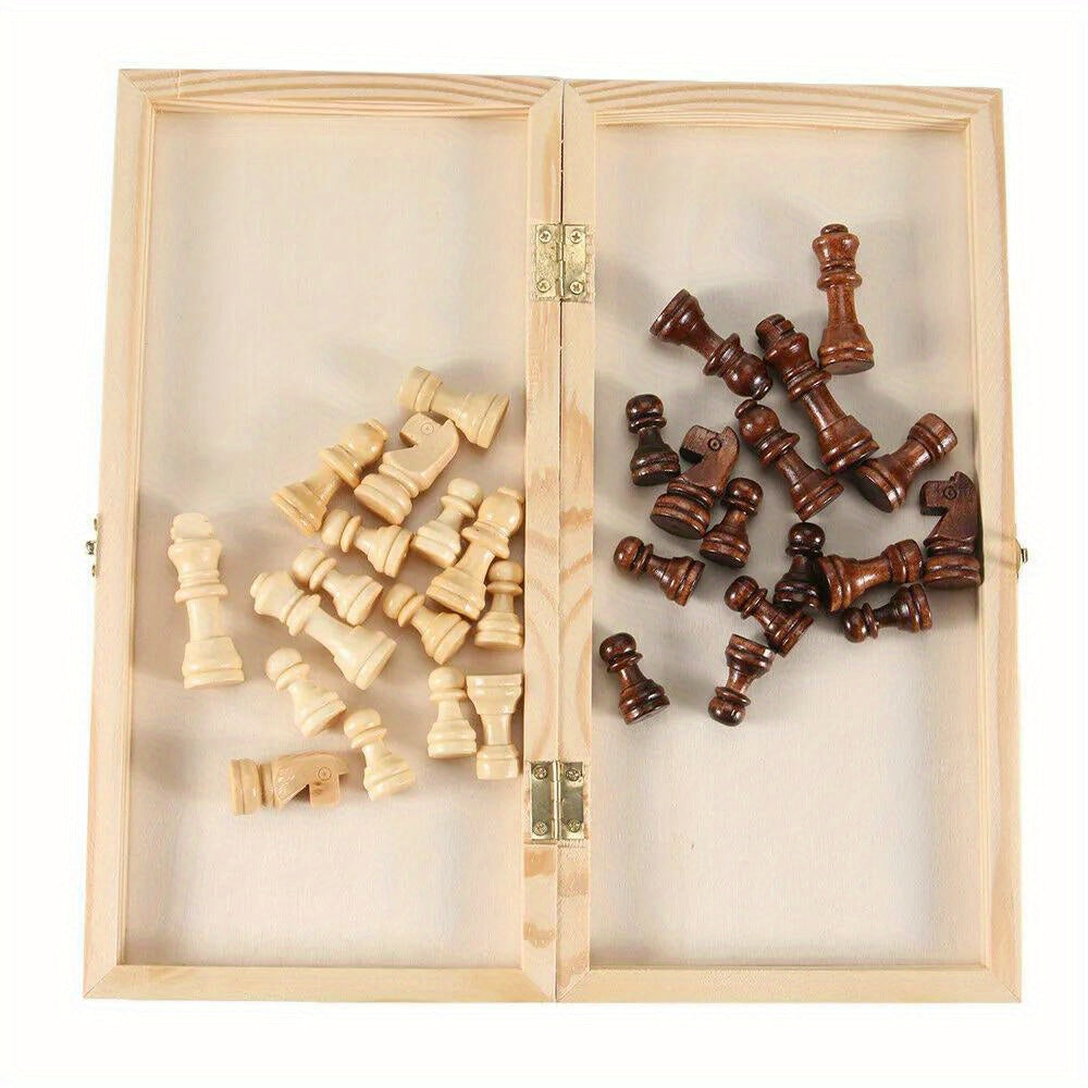 Compact Foldable Wooden Chess Set with Premium Quality and Anti-Scratch Design, Ideal for Travel, Indoor/ Outdoor Play, Gifts