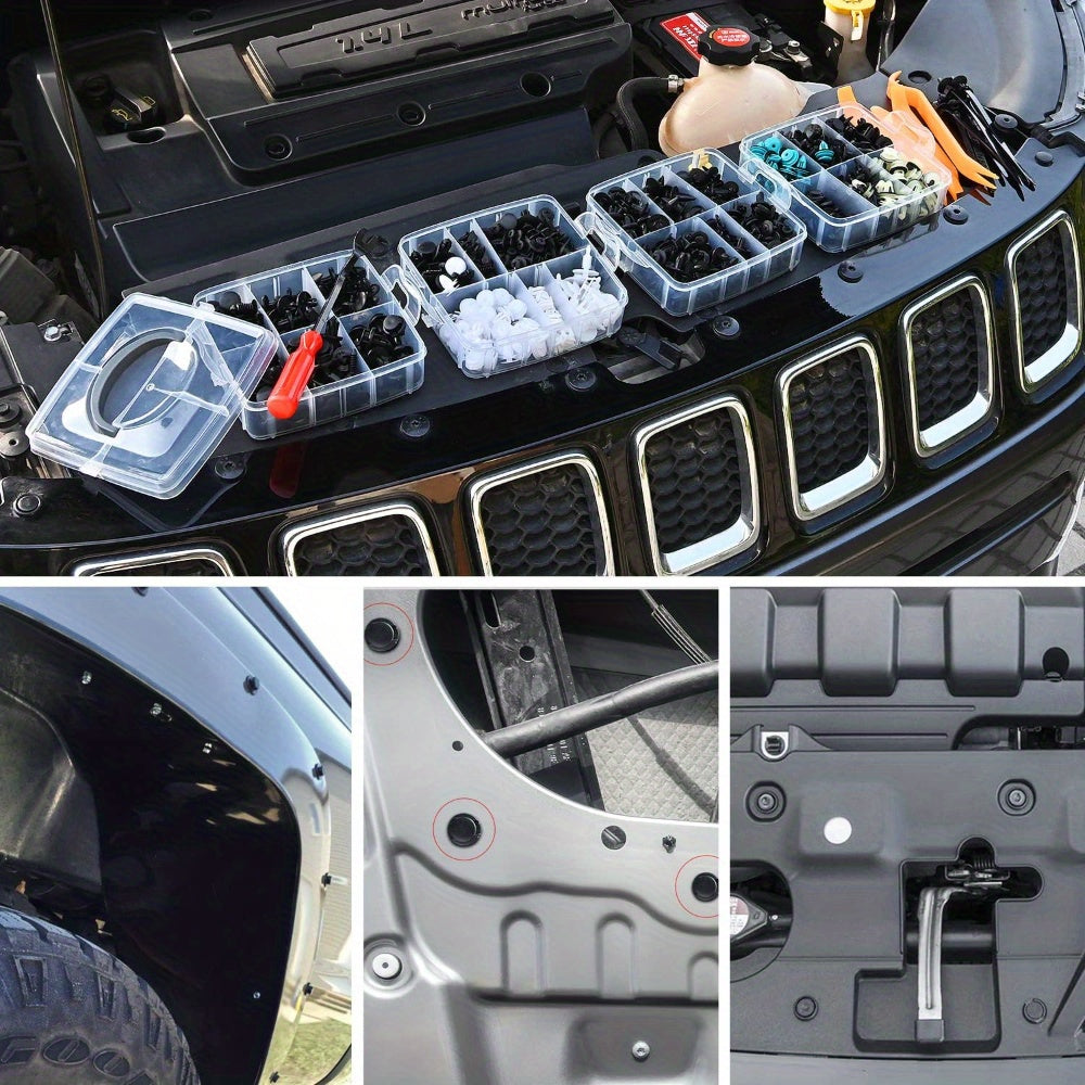 845Pcs Auto Fastener Clips Car Body Push Retainer Pin Rivet Bumper Door Trim Panel Retainer Fastener Kit Auto Removal Tool