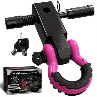 AUTMATCH Heavy-Duty 45,000 lbs Shackle Hitch Receiver Kit - 2-Inch Trailer Hitch Lock with 6-Ton Capacity (13000 Lbs), High-Strength Drop-Forged, Adjustable Lock Pin & Shackles for Truck,, RV, ATV, Boat Recovery