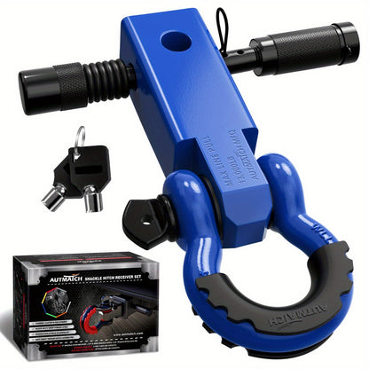 AUTMATCH Heavy-Duty 45,000 lbs Shackle Hitch Receiver Kit - 2-Inch Trailer Hitch Lock with 6-Ton Capacity (13000 Lbs), High-Strength Drop-Forged, Adjustable Lock Pin & Shackles for Truck,, RV, ATV, Boat Recovery