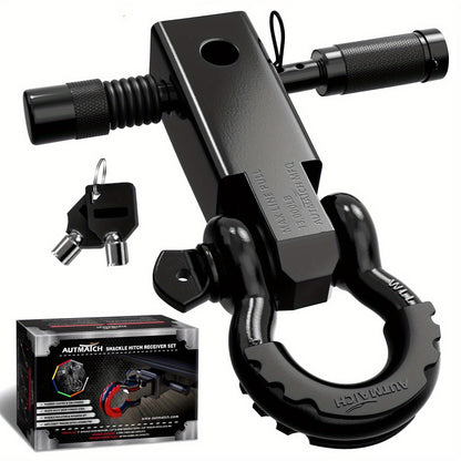 AUTMATCH Heavy-Duty 45,000 lbs Shackle Hitch Receiver Kit - 2-Inch Trailer Hitch Lock with 6-Ton Capacity (13000 Lbs), High-Strength Drop-Forged, Adjustable Lock Pin & Shackles for Truck,, RV, ATV, Boat Recovery