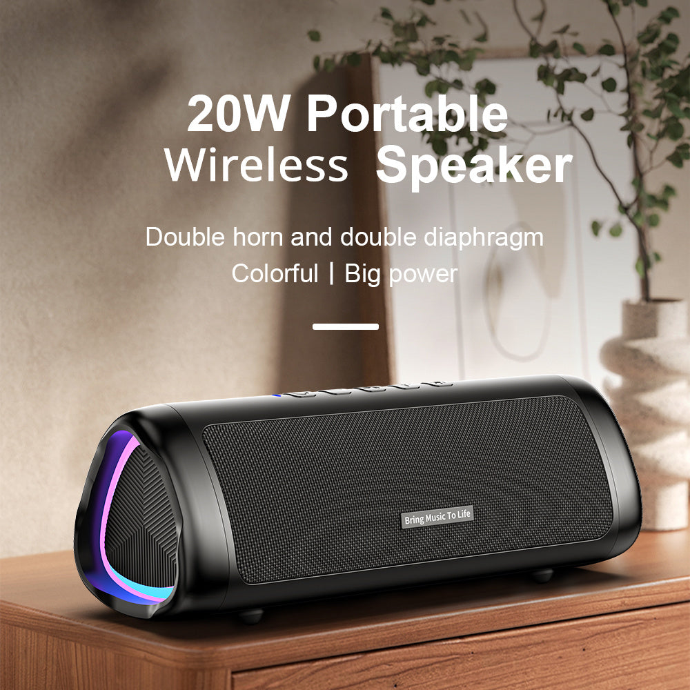 Wireless Speaker That Delivers 20W Stereo Sound, Features IPX5 Waterproofing, Offers Up to 24 Hours of Playtime, Includes RGB Lighting, Supports TWS Pairing, Utilizes Wireless 5.3, And Is Suitable for Home Use, Outdoor Activi