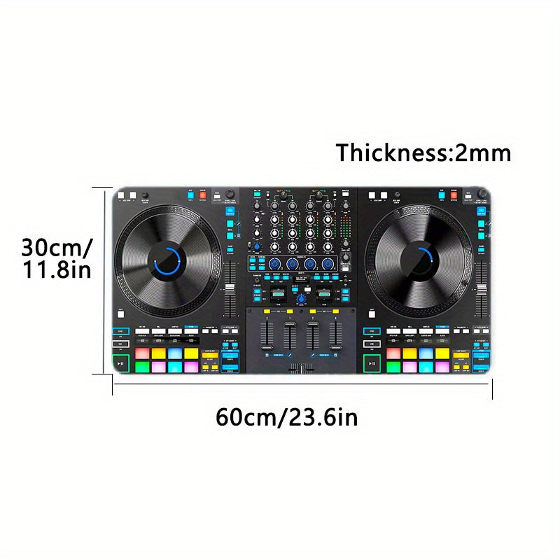 Extra-Large DJ-Themed Gaming Mouse Pad with Non-Slip Rubber Base, Washable Surface & Ergonomic Wrist Support - Heavy-Duty Rectangular Design for Desktop & Laptop Computers