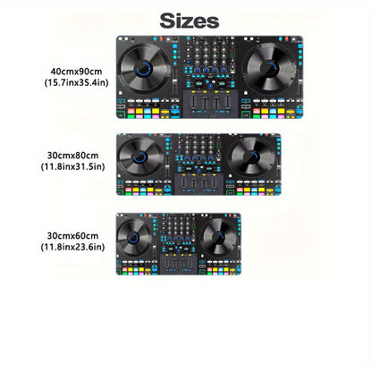 Extra-Large DJ-Themed Gaming Mouse Pad with Non-Slip Rubber Base, Washable Surface & Ergonomic Wrist Support - Heavy-Duty Rectangular Design for Desktop & Laptop Computers