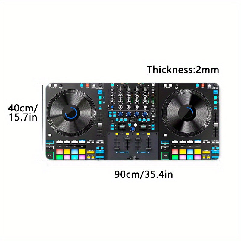 Extra-Large DJ-Themed Gaming Mouse Pad with Non-Slip Rubber Base, Washable Surface & Ergonomic Wrist Support - Heavy-Duty Rectangular Design for Desktop & Laptop Computers