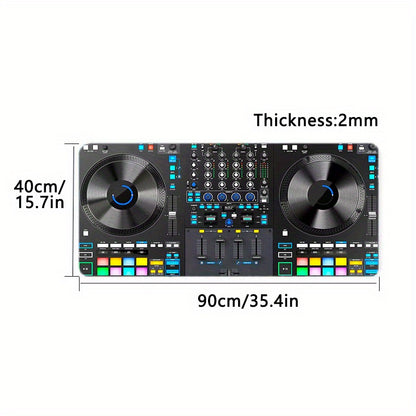 Extra-Large DJ-Themed Gaming Mouse Pad with Non-Slip Rubber Base, Washable Surface & Ergonomic Wrist Support - Heavy-Duty Rectangular Design for Desktop & Laptop Computers