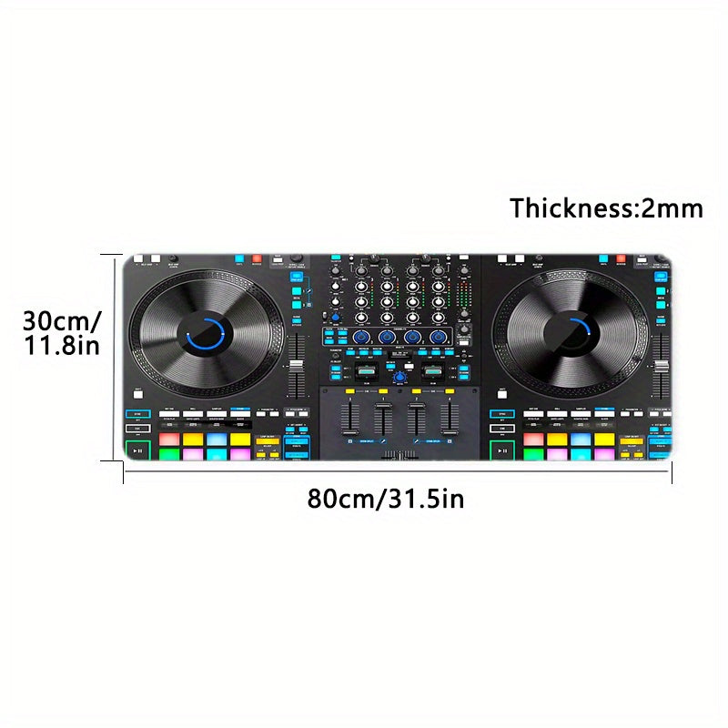 Extra-Large DJ-Themed Gaming Mouse Pad with Non-Slip Rubber Base, Washable Surface & Ergonomic Wrist Support - Heavy-Duty Rectangular Design for Desktop & Laptop Computers