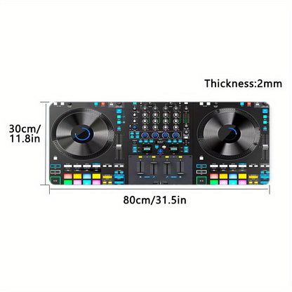 Extra-Large DJ-Themed Gaming Mouse Pad with Non-Slip Rubber Base, Washable Surface & Ergonomic Wrist Support - Heavy-Duty Rectangular Design for Desktop & Laptop Computers