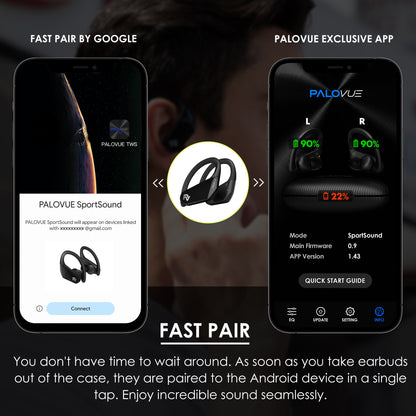 Wireless Earbuds Headphones Over Ear Earphones with CVC 8.0 Noise Reduction and 4 Mic for Sport Workout Running CSR Fast Pair - For Fitness Enthusiasts - Suitable for Running, Gym & Outdoor Activities - Great Gift for Music L