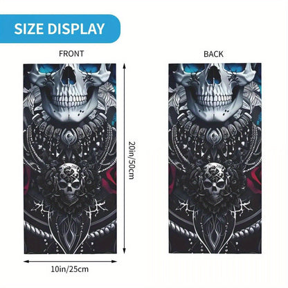 Men' Gothic Skull & Rose Bandana - Multi-Functional Neck Gaiter & Headwear Scarf with Thin Wrap for Concealment - Edgy Goth Accessory for Parties, Outdoor, Casual Attire - Convertible Headband & Face Cover (No)