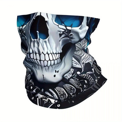 Men' Gothic Skull & Rose Bandana - Multi-Functional Neck Gaiter & Headwear Scarf with Thin Wrap for Concealment - Edgy Goth Accessory for Parties, Outdoor, Casual Attire - Convertible Headband & Face Cover (No)