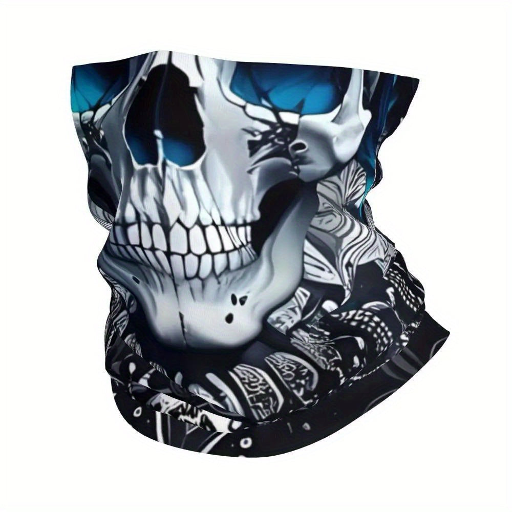 Men' Gothic Skull & Rose Bandana - Multi-Functional Neck Gaiter & Headwear Scarf with Thin Wrap for Concealment - Edgy Goth Accessory for Parties, Outdoor, Casual Attire - Convertible Headband & Face Cover (No)
