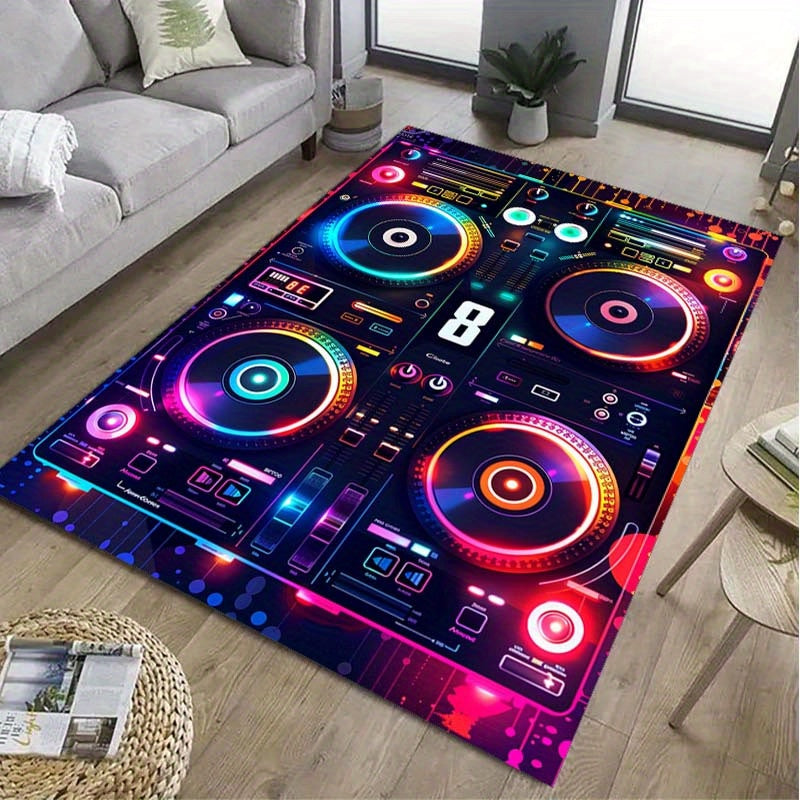 Vibrant DJ Console Pattern Mat - Multifunctional Home Decor Mat for Bedroom, Living Room, Kitchen - Ideal Gift for Birthdays, New Year, Housewarming, DJ Accessories