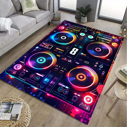 Vibrant DJ Console Pattern Mat - Multifunctional Home Decor Mat for Bedroom, Living Room, Kitchen - Ideal Gift for Birthdays, New Year, Housewarming, DJ Accessories