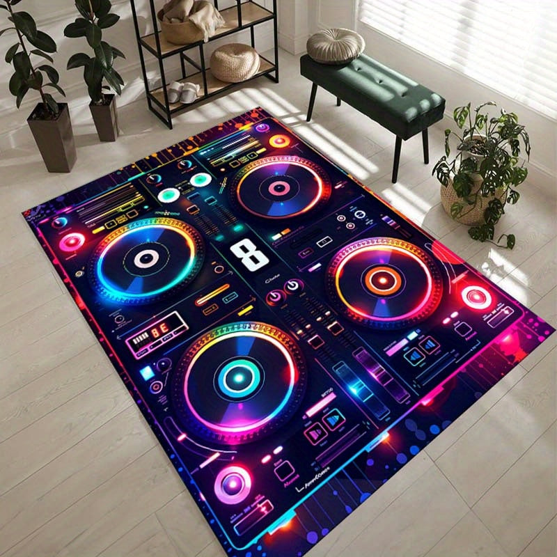 Vibrant DJ Console Pattern Mat - Multifunctional Home Decor Mat for Bedroom, Living Room, Kitchen - Ideal Gift for Birthdays, New Year, Housewarming, DJ Accessories