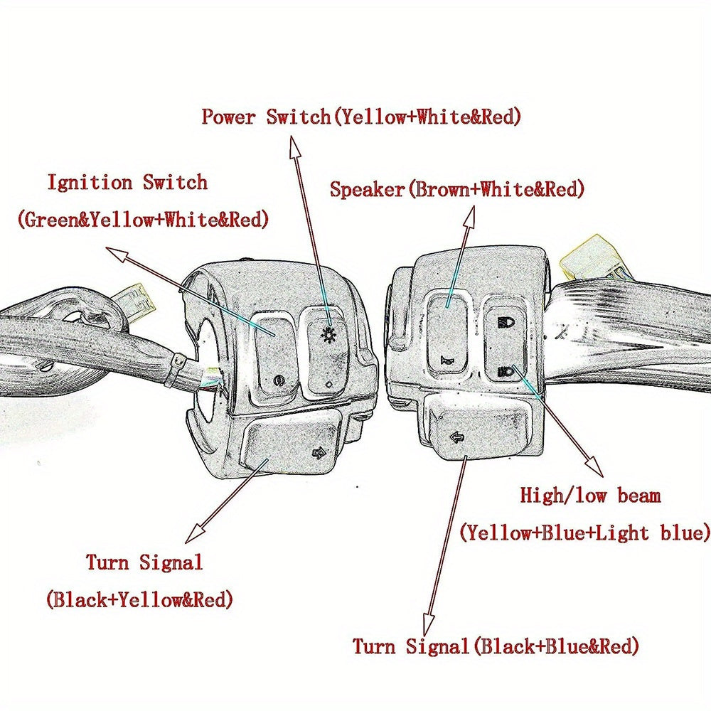 Set of Two Chrome Handlebar Control Switches Complete with Wiring Harness for Harley Sportster And Dyna Models, Without Battery