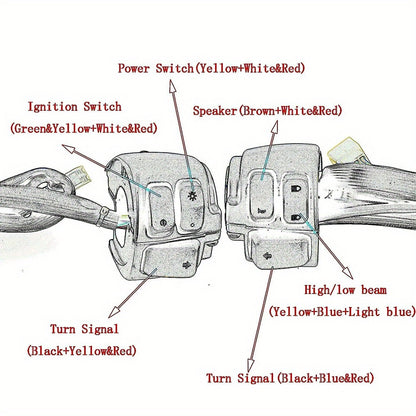 Set of Two Chrome Handlebar Control Switches Complete with Wiring Harness for Harley Sportster And Dyna Models, Without Battery