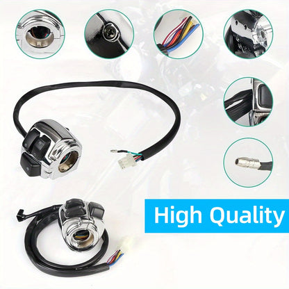 Set of Two Chrome Handlebar Control Switches Complete with Wiring Harness for Harley Sportster And Dyna Models, Without Battery