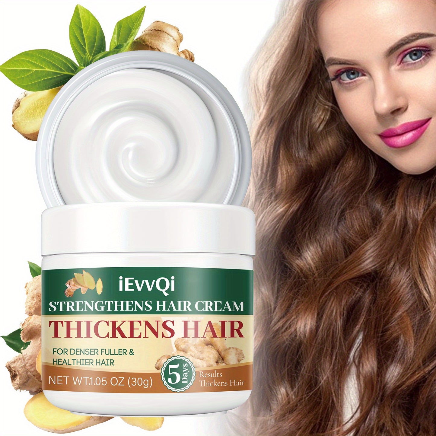 30g Dry Hair Cream, Hair Strengthening Essential Oil Products for Men and Women, Makes Thin Hair Look Thicker, Stronger, and Fuller, Contains Ginger, Jojoba Oil, Biotin, and Ginseng Extract. Topical Solution for All Hair Type
