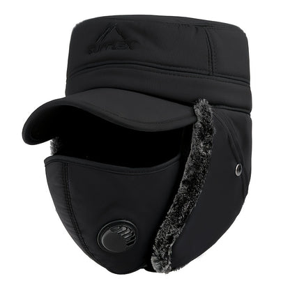 1 Men's Winter Warm Flat Top Hat, Middle-aged and Elderly Balaclava Cap for Outdoor Cycling Ski Hats with Adjustable Buckle Windproof Ear Protection, Winter Cap for Men, Ski Mask, Winter Cycling Headband, Winter Hat, Snow Gea