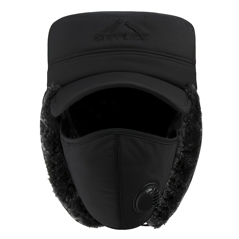 1 Men's Winter Warm Flat Top Hat, Middle-aged and Elderly Balaclava Cap for Outdoor Cycling Ski Hats with Adjustable Buckle Windproof Ear Protection, Winter Cap for Men, Ski Mask, Winter Cycling Headband, Winter Hat, Snow Gea