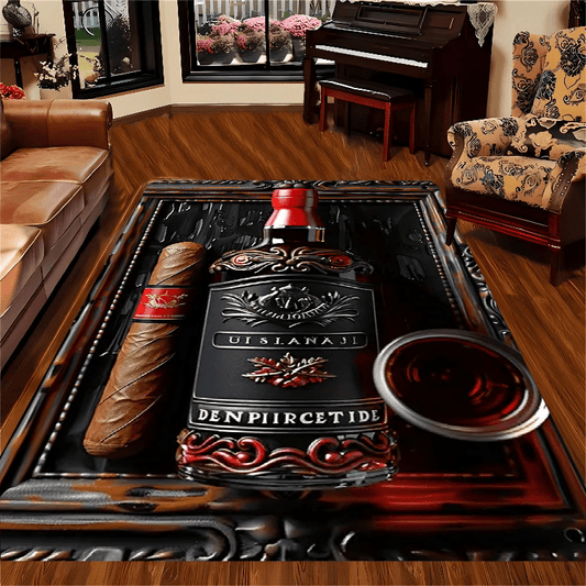 Wine and Cigar Themed Pattern Mat, Suitable for Indoor/Outdoor Use, Comfortable Mat Ideal for Kitchen, Home, Office, Laundry Room, Bathroom, Holiday Decor, Room Decoration