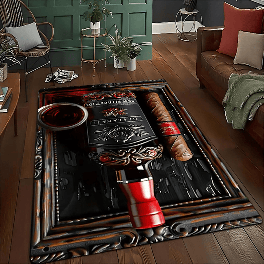 Wine and Cigar Themed Pattern Mat, Suitable for Indoor/Outdoor Use, Comfortable Mat Ideal for Kitchen, Home, Office, Laundry Room, Bathroom, Holiday Decor, Room Decoration