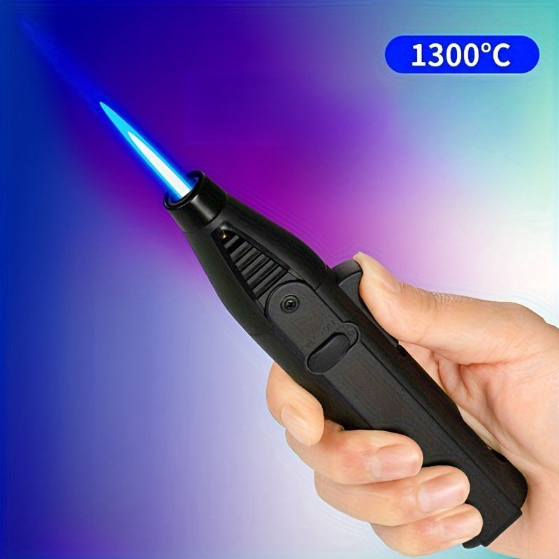 1300° Torch Lighter Featuring a Blue Flame And Safety Lock, a Bright Flame Lighter That Is Refillable with Butane Gas, Designed for Outdoor Use with Windproof Jet Flame, Comes in Gift Box Packaging, Ideal for Candles, Bbqs,