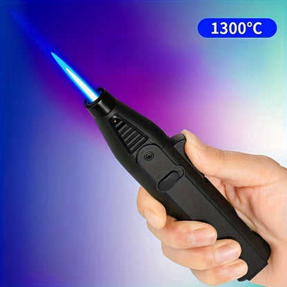 1300° Torch Lighter Featuring a Blue Flame And Safety Lock, a Bright Flame Lighter That Is Refillable with Butane Gas, Designed for Outdoor Use with Windproof Jet Flame, Comes in Gift Box Packaging, Ideal for Candles, Bbqs,