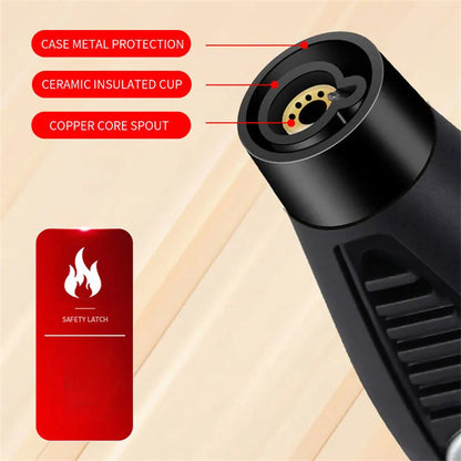 1300° Torch Lighter Featuring a Blue Flame And Safety Lock, a Bright Flame Lighter That Is Refillable with Butane Gas, Designed for Outdoor Use with Windproof Jet Flame, Comes in Gift Box Packaging, Ideal for Candles, Bbqs,