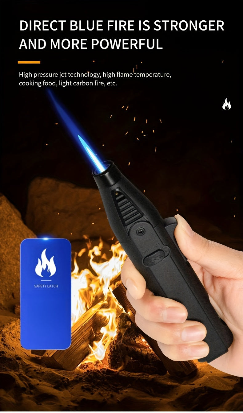 1300° Torch Lighter Featuring a Blue Flame And Safety Lock, a Bright Flame Lighter That Is Refillable with Butane Gas, Designed for Outdoor Use with Windproof Jet Flame, Comes in Gift Box Packaging, Ideal for Candles, Bbqs,