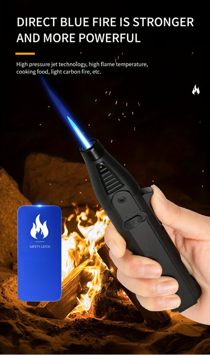 1300° Torch Lighter Featuring a Blue Flame And Safety Lock, a Bright Flame Lighter That Is Refillable with Butane Gas, Designed for Outdoor Use with Windproof Jet Flame, Comes in Gift Box Packaging, Ideal for Candles, Bbqs,
