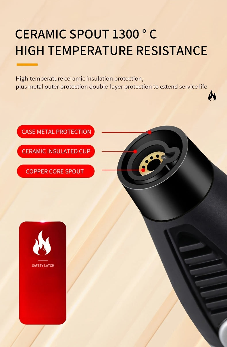 1300° Torch Lighter Featuring a Blue Flame And Safety Lock, a Bright Flame Lighter That Is Refillable with Butane Gas, Designed for Outdoor Use with Windproof Jet Flame, Comes in Gift Box Packaging, Ideal for Candles, Bbqs,