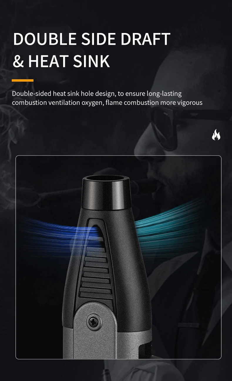 1300° Torch Lighter Featuring a Blue Flame And Safety Lock, a Bright Flame Lighter That Is Refillable with Butane Gas, Designed for Outdoor Use with Windproof Jet Flame, Comes in Gift Box Packaging, Ideal for Candles, Bbqs,