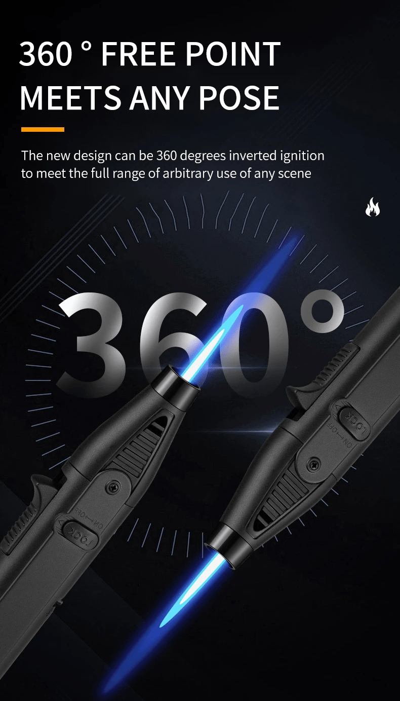1300° Torch Lighter Featuring a Blue Flame And Safety Lock, a Bright Flame Lighter That Is Refillable with Butane Gas, Designed for Outdoor Use with Windproof Jet Flame, Comes in Gift Box Packaging, Ideal for Candles, Bbqs,