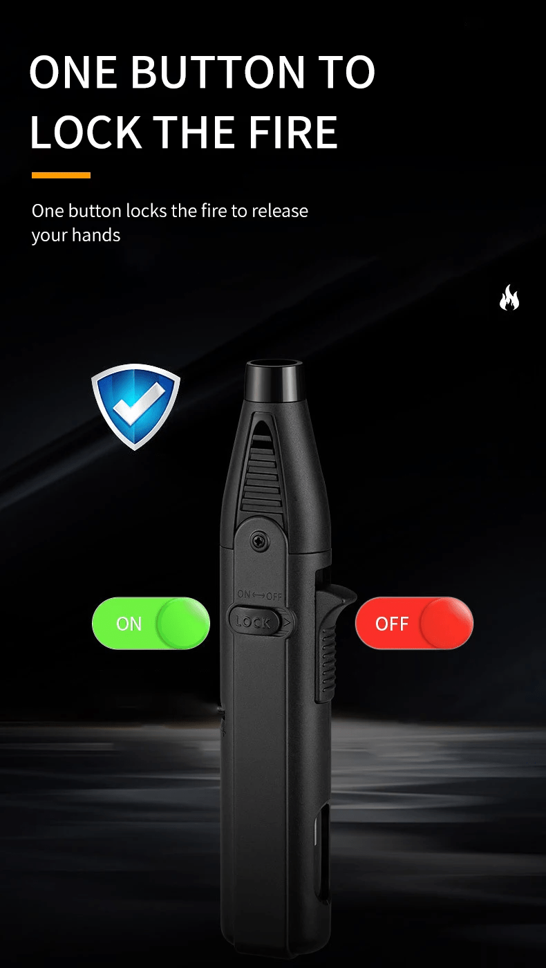 1300° Torch Lighter Featuring a Blue Flame And Safety Lock, a Bright Flame Lighter That Is Refillable with Butane Gas, Designed for Outdoor Use with Windproof Jet Flame, Comes in Gift Box Packaging, Ideal for Candles, Bbqs,